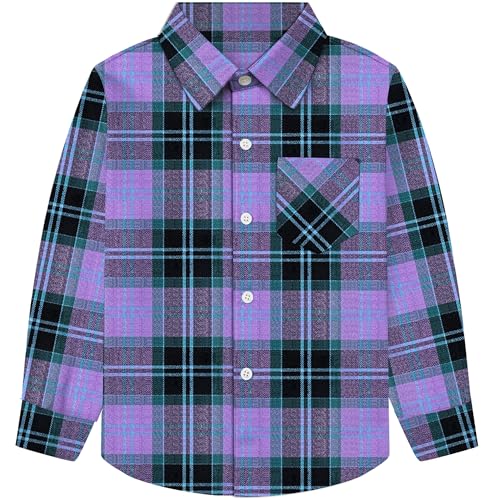 Image of SANGTREE Girls & Women's Long Sleeve Flannel Plaid Shirt Button Down Shirts, 3 Months - US 2XL