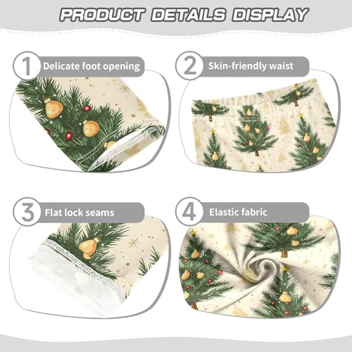 Tree Pine Beige Girls Leggings,Workout Leggings for Girls Toddler Athletic Legging Size for 3-10T3