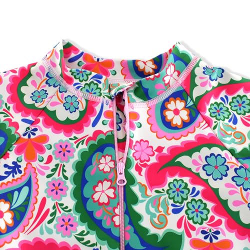 Girls Long Sleeve One Piece Swimsuit Rash Guard Swimwear Zipper Quick Dry Bathing Suits Sun Protection UPF 50+ (Ages 4-12)3