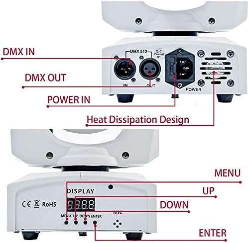 UKing 50W LED Moving Head, RGBW Stage Light DMX 512 with LED Ring Rainbow Lighting Effect 10/12 Channel for Halloween Christmas DJ Club Disco Bar Stage Party Lighting (White)