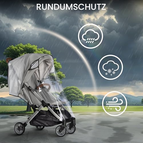 bemece Universal Regenschutz für Kinderwagen, Buggy Regenschutz Gute Luftzirkulation, Schadstofffrei - Schwarz