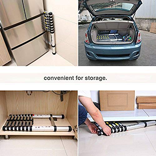 Dicn 12.5Ft Extension Ladder Telescoping 150Kg Capacity Aluminum Straight Ladders Retractable Lightweight For Home Office Diy Builers Transport In Car thumb #7