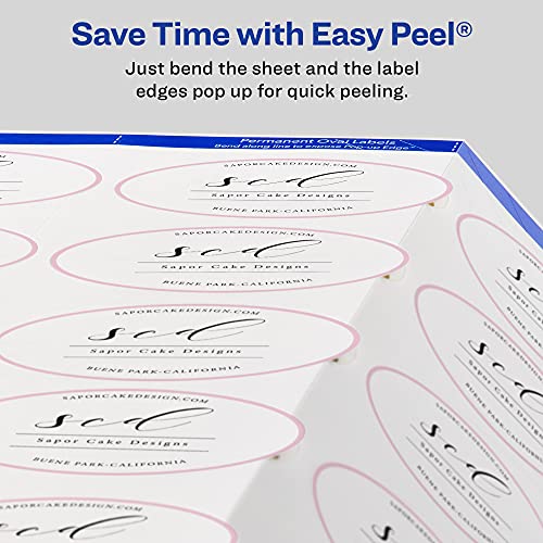 Avery Printable Blank Oval Labels, 2" X 3-1/3", Glossy White, 80 Customizable Labels (22820) #TOP6