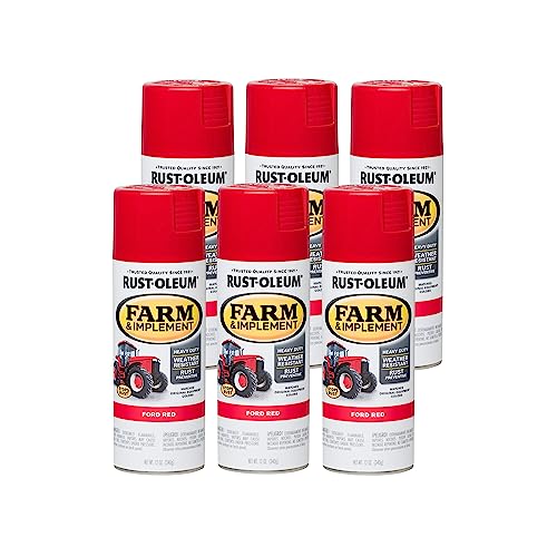 Image of Rust-Oleum 280136-6PK Farm & Implement Spray Paint, 12 oz, Ford Red, (Pack of 6)