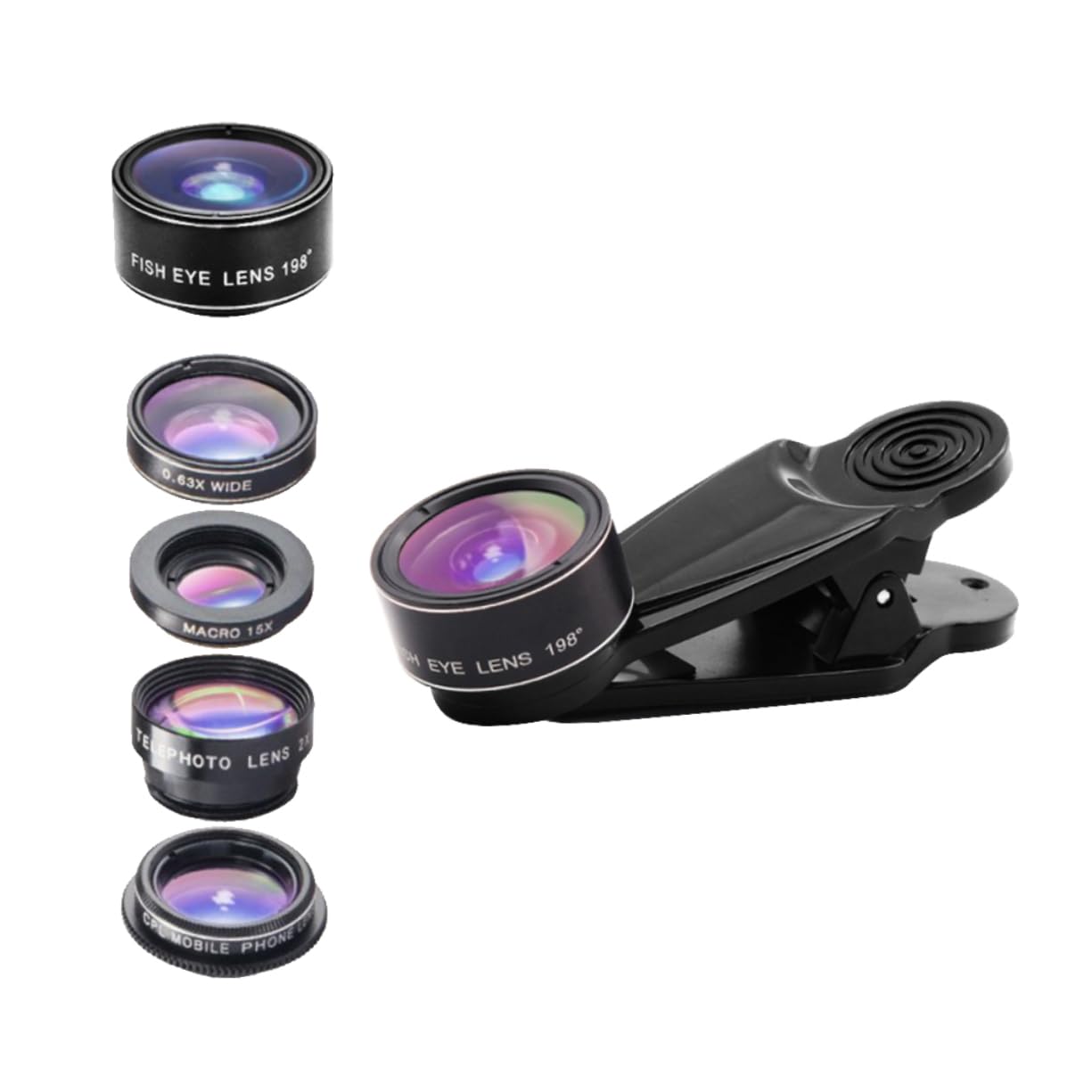 3piezas Kit De Lentes Móviles para Fotografía Incluye Lentes Ojo De Gran Angular Macro y Teleobjetivo Compatible La Mayoría De Smartphones Fácil Instalación y Uso