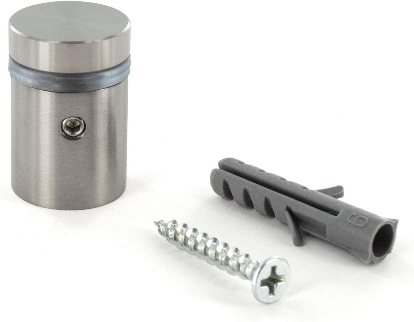 Sign Standoff 3/4" Diameter x 3/4" Barrel Length Brushed Stainless Finish Eco Lock Series Tamper Proof Standoff Pack of 8 by Outwater