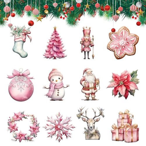 24 Stück Holz Weihnachten Anhänger Dekoration Christbaumschmuck...