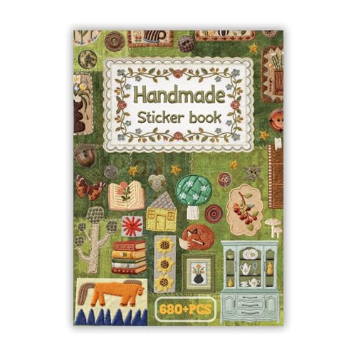Bomichi Japanese Embroidered Sticker Book Animal and Plant Theme - 680+ Pcs Cute Old Showa Style Aesthetic Stickers for DIY Scrapbooking Journaling Handbook Decoration