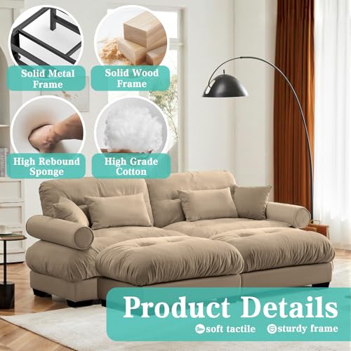 Image of SoarFlash Modern Sofa Couches for Living Room, Small Sectional Sofa Set with Reversible Chaise, Sleeper Sofas and Modular Couch Function, Suitable for Small Spaces in Apartment, Brown