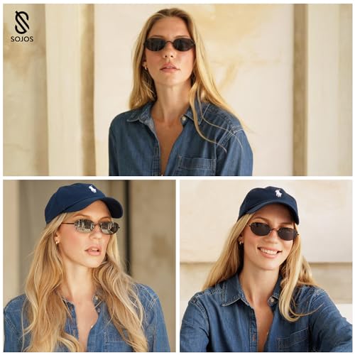 SOJOS Retro Small Oval Sunglasses Womens Trendy Rimless Sun Glasses Vintage Narrow Shades SJ12423