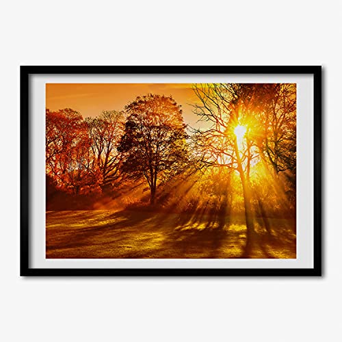 Cadre MDF Tulup 70x50 cm avec affiche de coucher de soleil pour déco murale