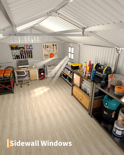 Image of GarveeLife 12x20 ft Metal Carport, Enclosed Car Port | Reinforced Frame and Steel Roof / Metal Garage Shed for Full-Sized Pickup Trucks