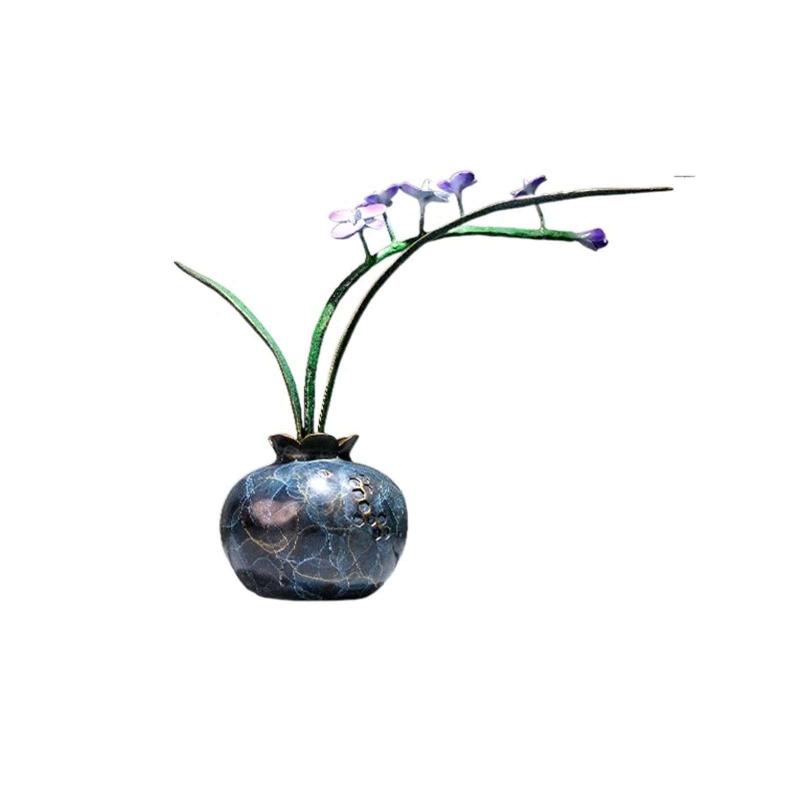 hongchenke34 Copper statue Brass Vase Orchid Entryway Ornament Living Room Boccia Chinese Floral Home Furnishings