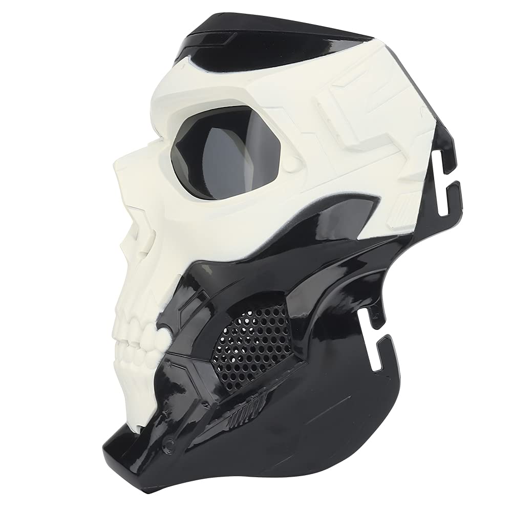 OAREA Halloween Mask Full Face Skull Skeleton Masks with Goggle for Cosplay Movie Props Masquerade Party (Color : BK+White) - Image 2