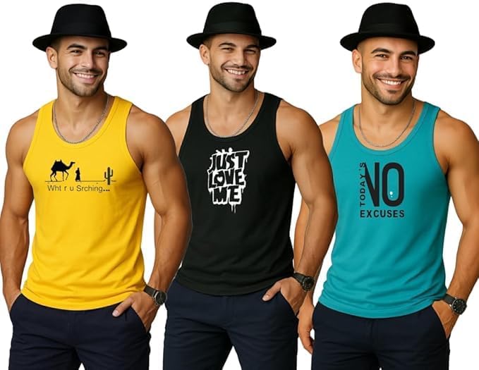 earth star Men's Cotton Tank Top Collection, Sleeveless Gym Vest | Vest for Men | Graphic Print | Casual Wear Vests for Workout-picture-15