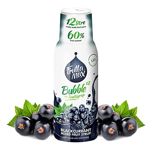 FruttaMax - Concentrado de jarabe de frutas | Menos azúcar | con un 60% de contenido de fruta | adecuado para máquina de refrescos 500ml (Grosella negra)