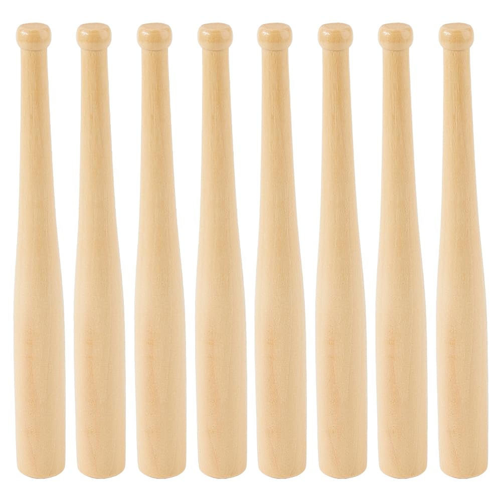 SUPERFINDINGS 8Pcs Wood Baseball bat 5.83 Inch Wooden Bats Unfinished for Crafts Classic Wooden Baseball Bat for Baseballs Training for Projects Ball Sports Party Decor