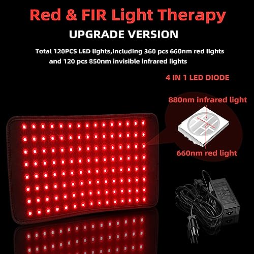Utk Red Light Therapy Pad For Body Pain Relief, Led 660＆850Nm Wearable Wrap Deep Therapy Belt With Timer Function Relieve Back Shoulder Pain #TOP1