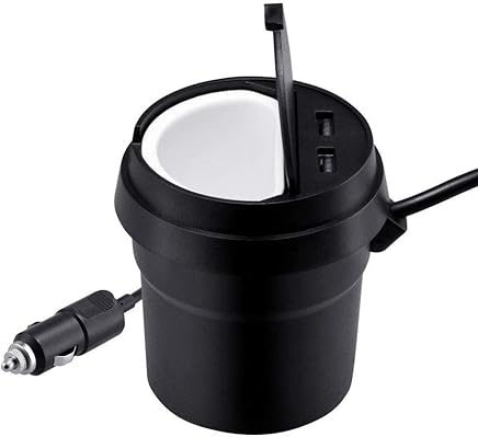 Cargador de coche para iPhone Xs/XR/XS Max, Galaxy S9, LG, Nexus, HTC, 12 V-24 V tipo de taza cenicero 3,1 A puertos USB duales cargador de coche para tel?fono Tablet GPS, color negro