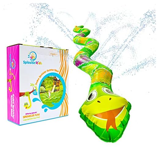 Splashin'kids Outdoor Snake Sprinkler Summer Blast Toddler Water Toys for Children Infants Boys Girls and Kids Perfect Outside Inflatable Water Park for bBackyard Fun