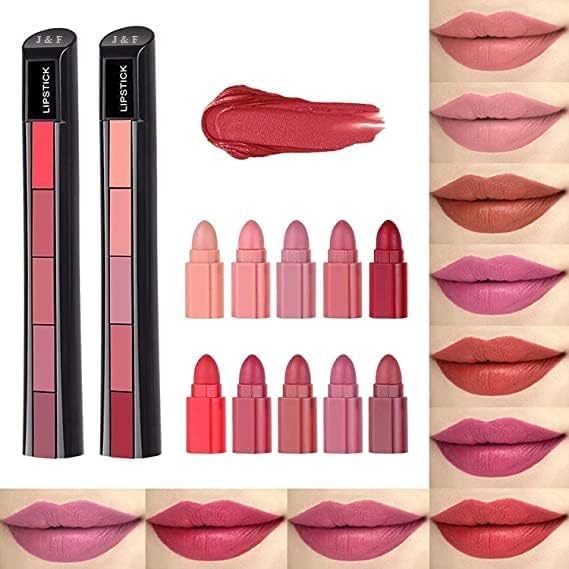 Aasakt Combo of 2 Fabulous Matte Shades 5 Lipstick in 1, (Red + Nude) Edition Crayon Matte Lipstick Set (20 ml) - (Pack of 2)-image-15