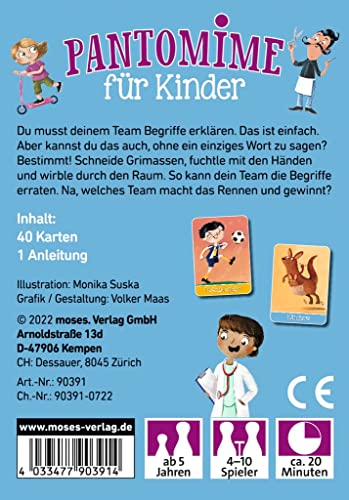 moses. 90391 Pantomime Klassiker für die ganze Familie, Ratespaß für Groß und Klein, Gesellschaftsspiel für Kinder ab 5 Jahren und 4-10 Spielern, Mehrfarbig illustriert – Bild 3