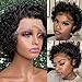 SUPERNOVA 8 Inch Short Bob Wig for Black Women Pre Plucked Curly Wave 13x1 Pixie Cut Wig Brazilian Glueless Lace Front Wigs with Baby Hair Short Cut Pixie Wig (Natural Black,150% Density)