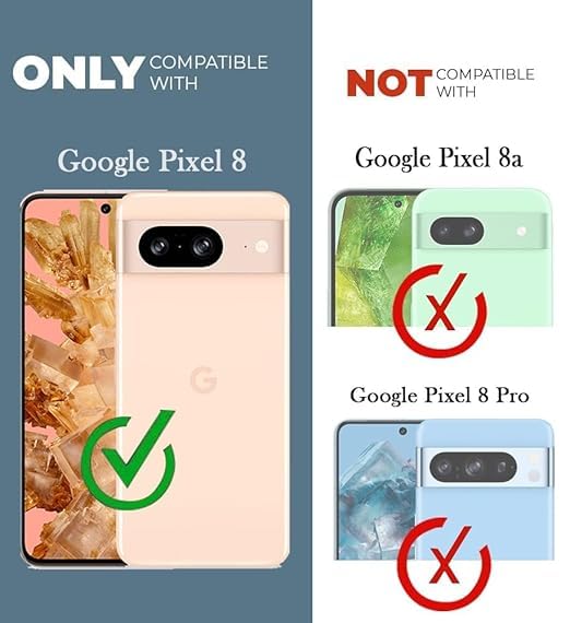Image of Jkobi Lifetime Anti-Yellow MagSafe Compatible Clear Back Cover Case for Google Pixel 8 (Sleek Hard Crystal | Shockproof and Camera Protection)