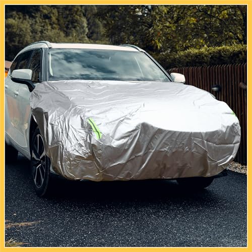 Image of Front Half Car Cover Waterproof 210x110cm Outdoor Half Cover for Car 210D Silver Tone Auto Replacement Parts