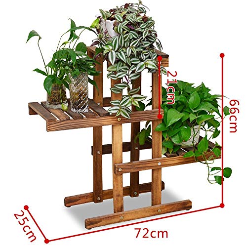 XIU Flower Stand-Flower Rack Solid Wood Floorstanding Multilayer Balcony Flower Pot Rack Indoor Green Plants Bonsai Frame,Carbon Baking Color