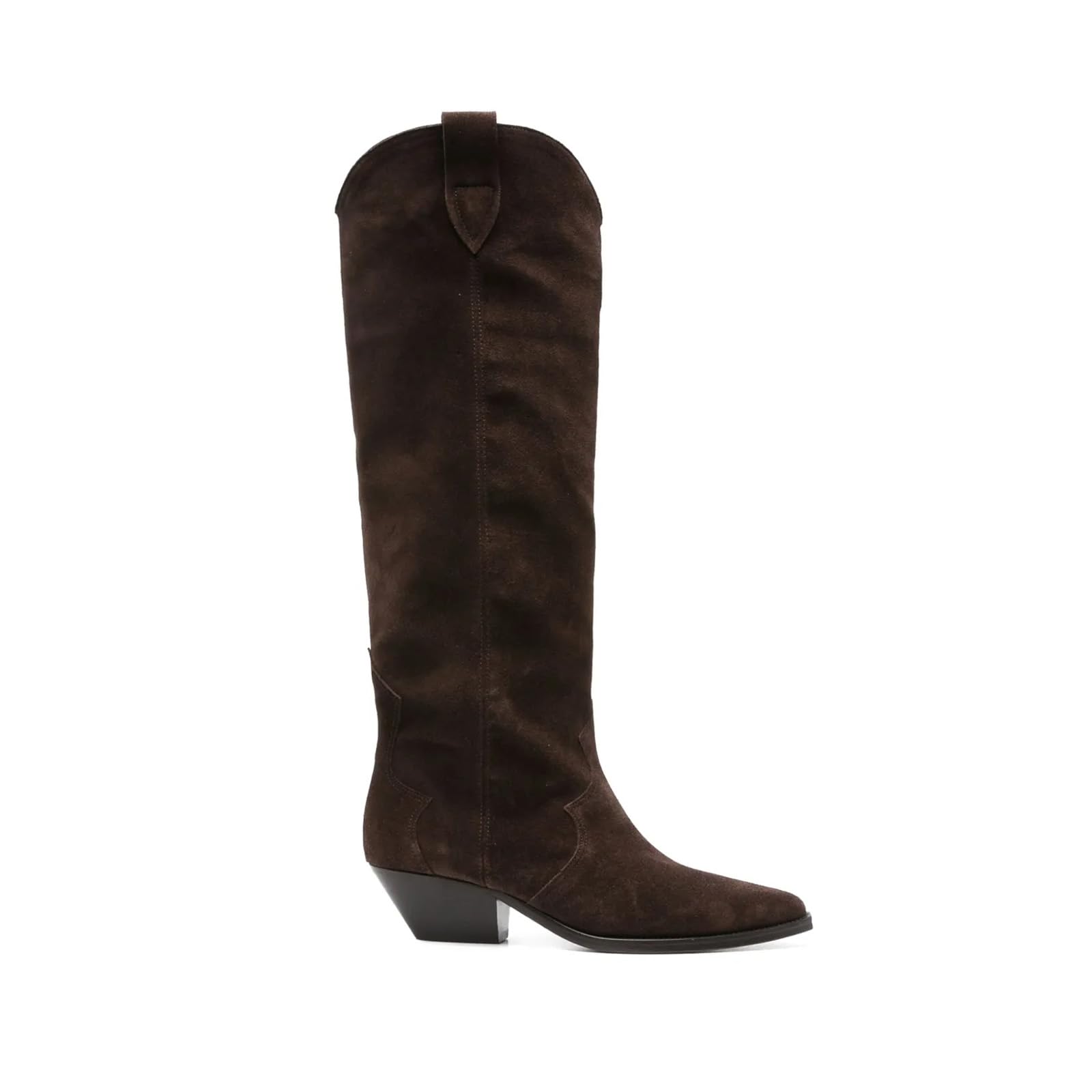 Womens Fashion Suede Cowboy Boots Pointed Toe Stacked Heel Knee High boots