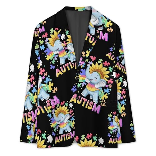 Autism Awareness Elephant Casual Men's Blazers Two Button Lapel Suits Jacket Lightweight Sport Coats3