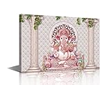 TUMOVO Ganesha Wall Art Elephant God of Wisdom Hindu Statue Cultural Religious Canvas Art Prints Art Work for Home Walls Canvas Frame Wall Artwork Contemporary Wall Decor for Bedroom, 12' Wx18 H