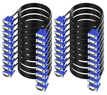 VGA Cable 5 Feet 20-Pack, Male VGA to VGA Male Monitor Computer Cable Adapter Cord HD15 1080P Full HD High Resolutionfor TV Computer Projector-Blue