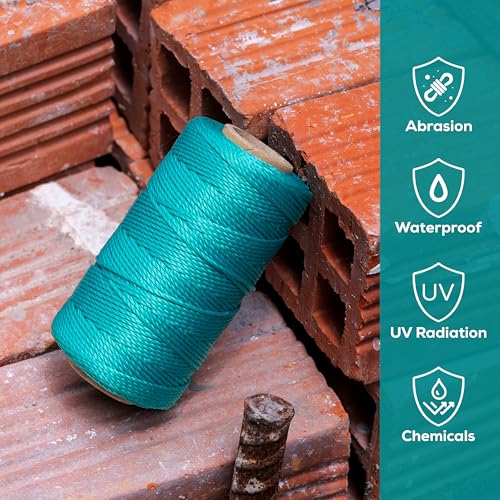 Image of Mason Line String 260FT, 780FT, 390FT, 1500FT, 2300FT, Durable Construction Twine for Laying Bricks, Blocks, Fences in Gardening, DIY & Landscaping Projects (Green, 393 Ft x 6 Pcs)