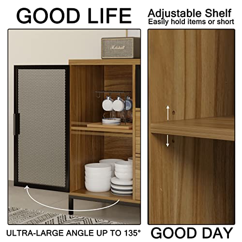Easyzon Sideboard Buffet Cabinet With Storage, Sideboard Storage Cabinet With Drawers, Door And Adjustable Shelf, Industrial Coffee Bar For Dining Room, Hallway, Kitchen, 31.5L X 15.7W X 34H #TOP5