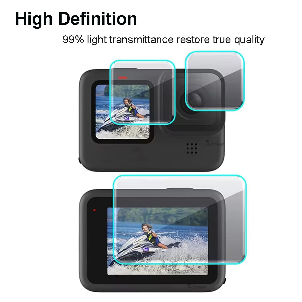 ULBTER Hero 8 Protezione Pellicola per GoPro Hero8 action cam nera Go Pro Hero 8 Protettore schermo Vetro Temperato 0,3 mm Durezza 9H Antigraffio Anti-impronte Anti-acqua [6 pezzi