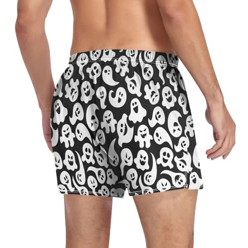 Men's Cotton Boxers Briefs Halloween Ghost Breathable Boxer Shorts Underwear with Button Fly M4