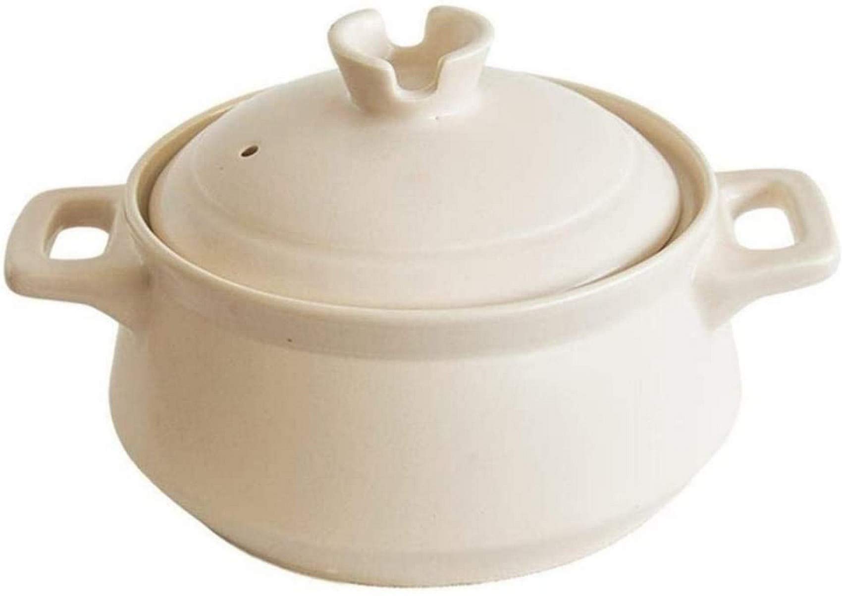 METTEOR Terracotta Stew Pot Clay Casserole Ceramic - Energy Efficient Healthy And Capacity 2500ml-capacity 2500ml_zwart (Wit (Wit capacity 2500ml)