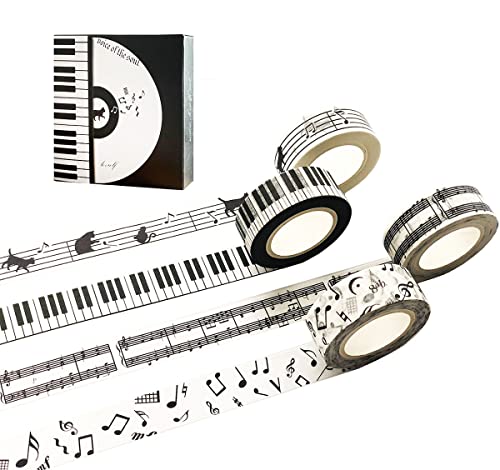 Bâton de chat et notes de piano sur ruban washi repositionnable pour bricolage