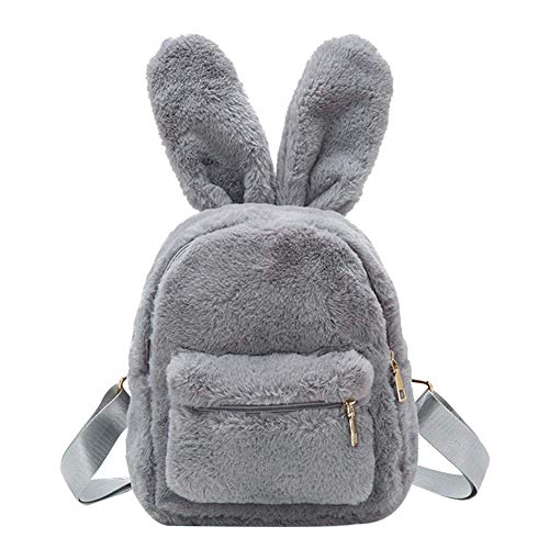 Gupiar Bunny Backpack, Fur Mini Backpacks for Womens Plush Rabbit Ear Satchel Fuzzy Bunny Purse Handbags