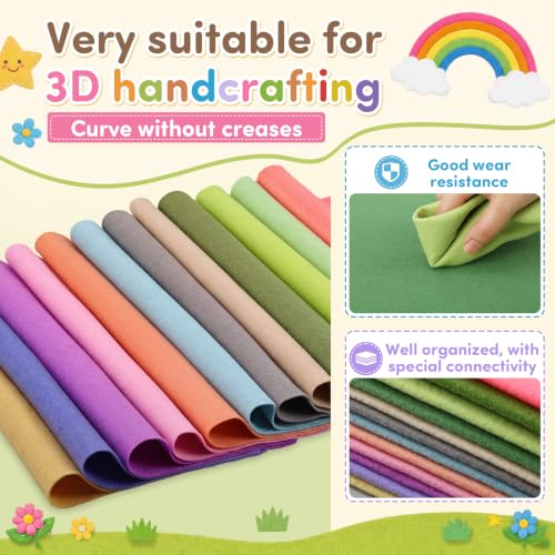 Image of 60pcs 12 x 12 Inches 1.4mm Thick Soft Felt Fabric Sheet 12 Assorted Morandi Series Colors Felt Fabric Sheet for DIY Craft Squares Handcraft Sewing Squares Patchwork Nonwoven Patchwork