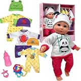 Soft Body Baby Doll with Accessories & 4 Sets of Animal Outfits, Realistic Baby Doll with Clothes & Toys, 14 Inch Doll Play Set Wardrobe Closet, Baby Dolls for Girls, Kids Gift for 3 4 5 Year Old