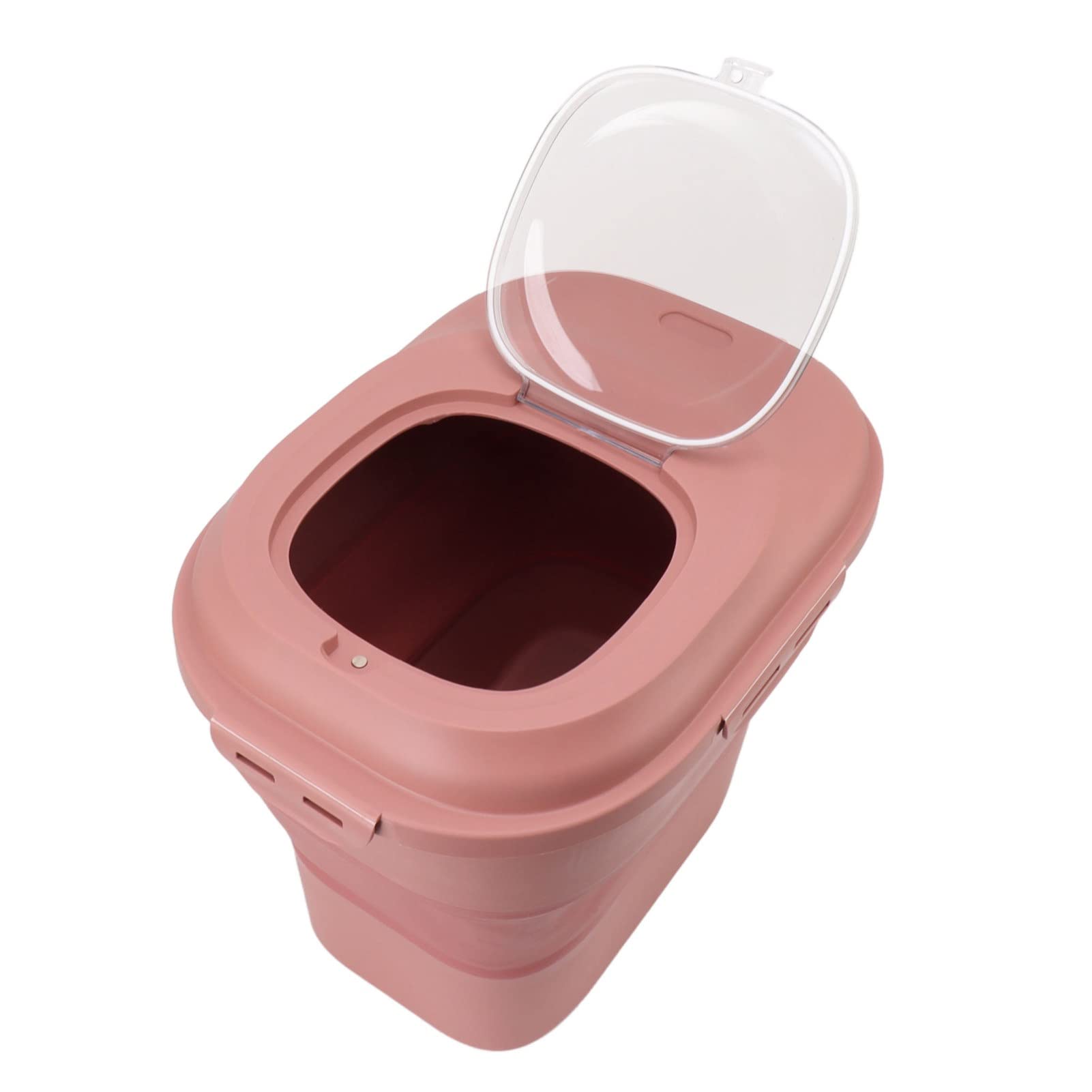 Contenedor de Granos de Alimentos, Contenedor de Arroz Sellable Plegable de Gran Capacidad para el Hogar con Taza Medidora para Nueces (Rosa)