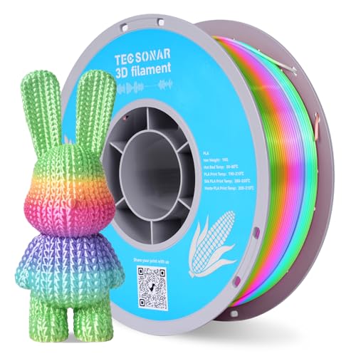 Image of Silk Rainbow PLA 3D Printer Filament, 1KG Spool(2.2lbs) 1.75mm PLA Fast Color Change 3D Printing Material, Multicolor Gradient Filament for Most FDM 3D Printers,Candy Color