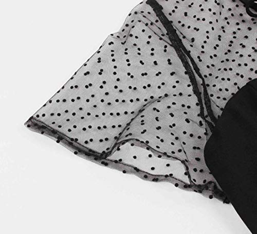 Wellwits Women's Polka Dots Embroidery Keyhole Tie Vintage Cocktail Dress 4Xl #TOP3