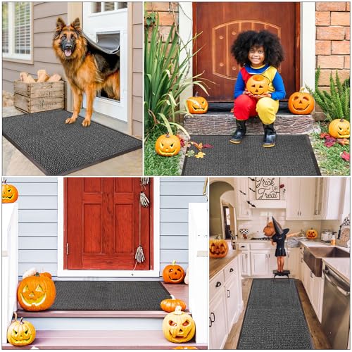 Image of BLADO Washable Door Mats Indoor & Outdoor - Non-Slippery Heavy Duty Doormats Indoor - Stylish & Large Rubber Door Mat - Perfect Dust Grabbing Outdoor & Indoor Door Mat (Grey, 60 cm x 90 cm).