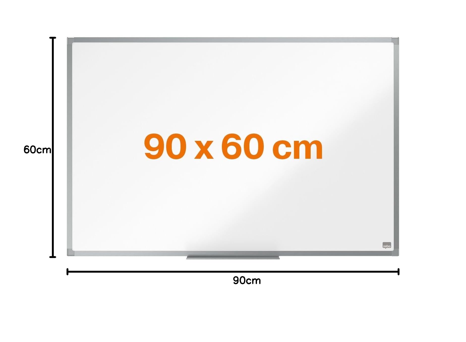 Nobo Amazon Stalowa tablica suchościeralno-magnetyczna 90 x 60 cm – tablica z aluminiową ramą i półką na pisaki, do montażu na ścianie w biurze, domu lub klasie