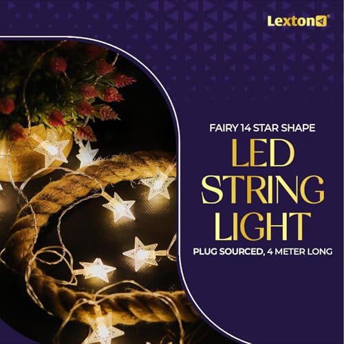 Image of Lexton Fairy 14 Star Shape LED String Light | Icicle Lights, 14 LED, Plug Sourced, 4 Meter Long | Suitable for Diwali, Birthday, Festival, Wedding, Lawn, Restaurants(Pack of 1, Warm White)