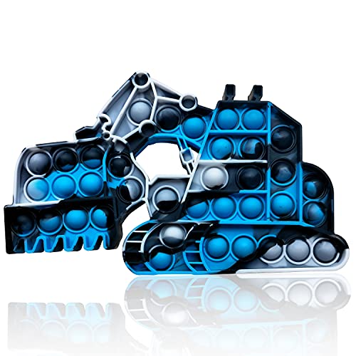 Push Pop Pop Bubble Fidget Toy, Anxiety Stress Reliever Silicone Excavator Sensory Fidget Toy, Simple Dimple Poppers Autism Special Needs Fidgets for Girls and Kids (Blue White Black)